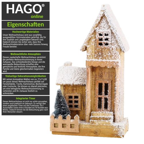 Weihnachtsdeko Winterlandschaft Haus Kirche Winterwonderland Figur Holz LED  Batter kaufen bei