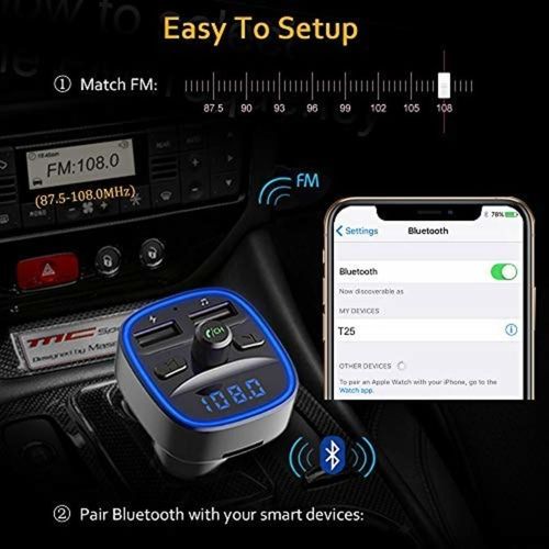 Bluetooth FM Transmitter für Auto, Blaue Umgebende Leuchte