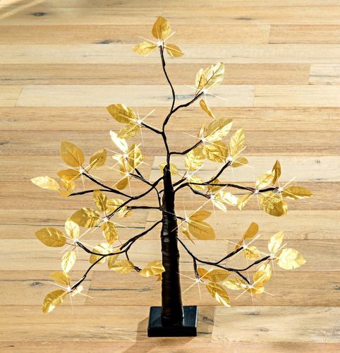 LED Dekobaum Dekofigur Leuchtbaum goldfarben Baum Gesteck 60 cm mit 24  LED´s kaufen bei