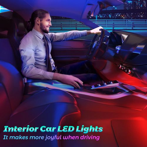 Auto Led Streifen Auto Interieur Led 4pcs 48 LEDS Multicolor RGB Auto Musik  Schlagen LED Lichtleiste, Ambiente