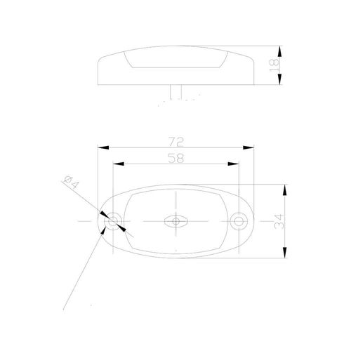 LED Positionsleuchte weiß 12-36V oval mit Kabelanschluss - WAMO