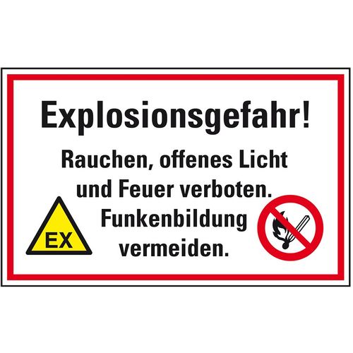 Hinweis-Schild Explosionsgefahr! Rauchen, Offenes Licht.., Folie Kaufen ...