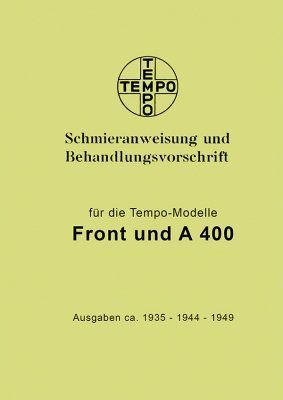 Tempo Front A 400 Bedienungsanleitung Handbuch Betriebsanleitung A400 Manual 