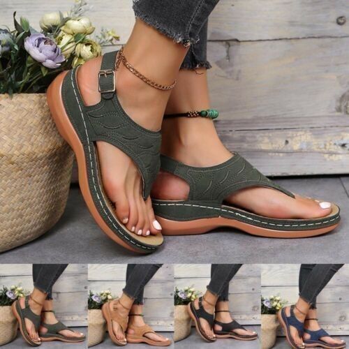 Damen Orthopädische Sandalen Sommer Flache Schuhe Flip Flops