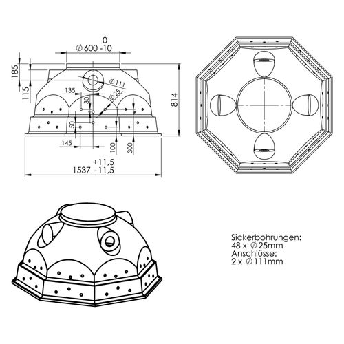 Sickeriglu Rigole 2.700 Liter, 3 x 900 l für Versickerung