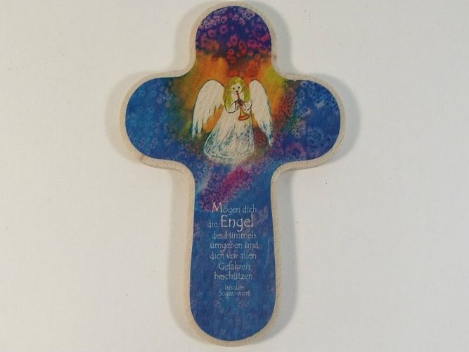 Kreuz Wandkreuz Holzkreuz Mögen die Engel Gottes... Irisches Segenswort  20 cm 