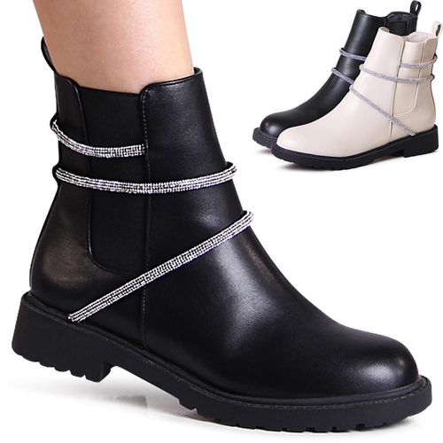 Damen Stiefeletten Schwarze Glitzer Stiefel Topschuhe24 2948 Damen