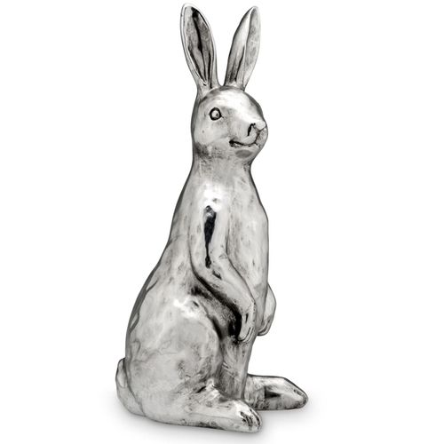 Deko Osterhase 30 cm aus Kunststein silberne stehende Hasenfigur Hase Wohndeko kaufen bei