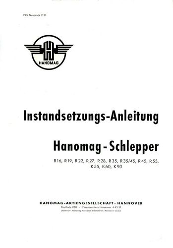 Werkstatthandbuch Hanomag R16 R19 R22 R27 R28 R35 