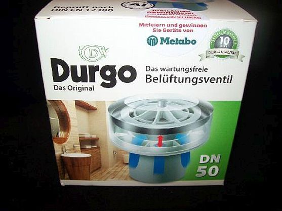 Durgo Belüftungsventil DN 50 für den Einsatz von 1 bis 4 Bäder mit Isolierung