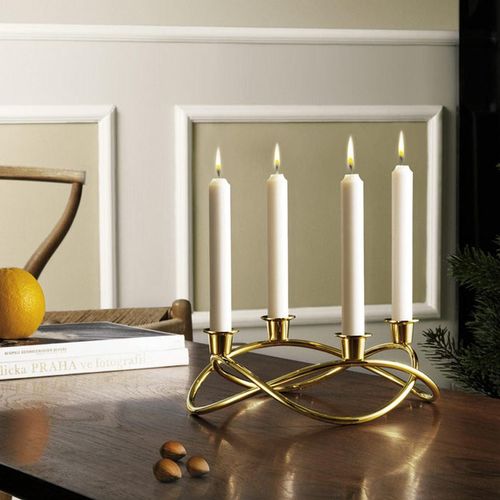 Georg Jensen Season Kerzenständer Edelstahl Vergoldet Adventskranz 4 Kerzen NEU kaufen bei