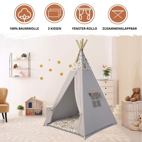 Best For Kids Tipi Zelt Kinder Spielzelt Indoor mit 3 Kissen fr  Kinderzimmer & Spiel kaufen bei Hood.de