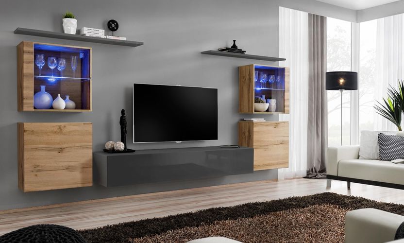 Wohnzimmermöbel Set Designer Hochglanz Wohnwand Wohnzimmer Sideboard ...