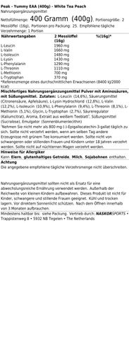 4 x Peak Yummy EAA (400g) White Tea Peach kaufen bei Hood.de