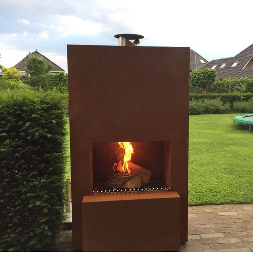 Outdoor Garten Kamin Feuersaule Pinacate Corten Stahl Terrassenofen Aussenkamin Kaufen Bei Hood De