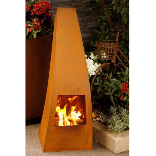 Outdoor/ Garten Kamin Feuersäule Maca XL in Corten Stahl