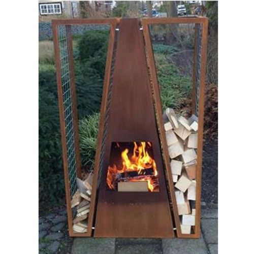 Outdoor Garten Kamin Feuersaule Maroa In Corten Stahl Kaufen Bei Hood De