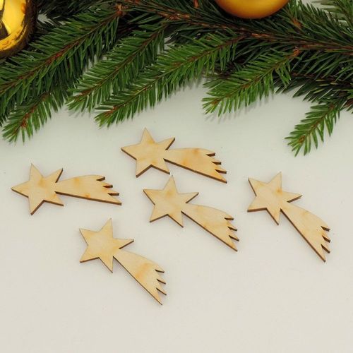 5 Kometen Sternschnuppe 5cm Holz Weihnachtsdeko Basteln Tischdeko Streuteile Kaufen Bei Hood De