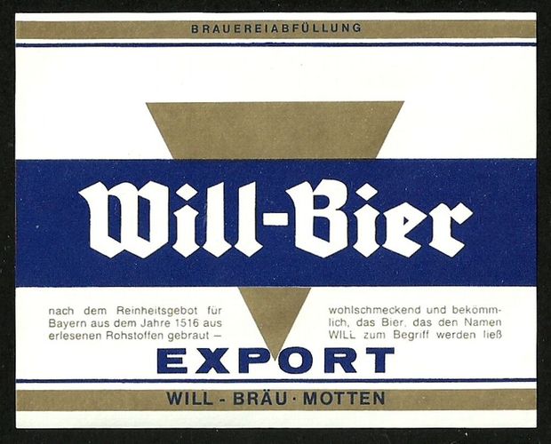 Alt Bieretikett Will Bier Export Will Brau Motten Lkr Bad Kissingen Kaufen Bei Hood De