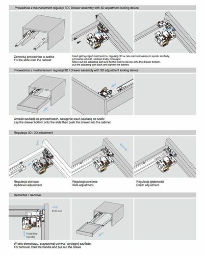 1 Paar 3D Frontverstellung Schubladenführung Schubkastenführung 40kg