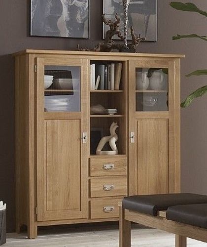 Highboard Vitrinenschrank Sideboard Wohnzimmerschrank Eiche Massiv Geolt Kaufen Bei Hood De