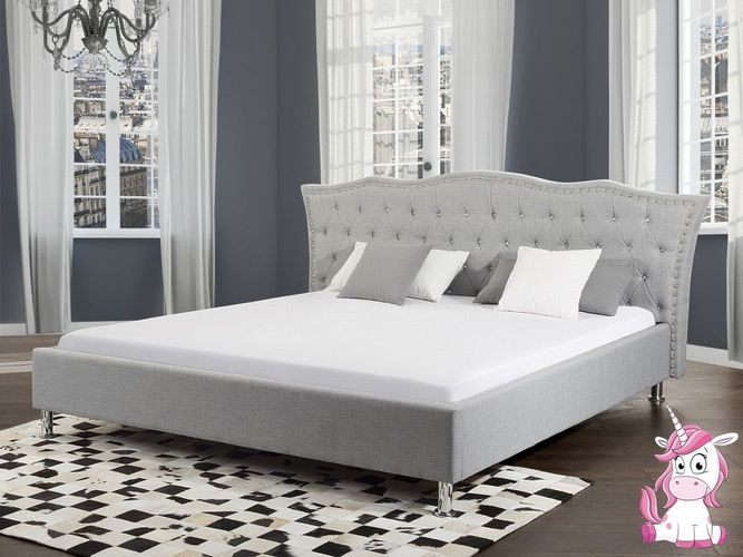 Barock Polsterbett Unicorn Stoffbett Grau Bett Mit Stoffbezug Strasssteine Lattenrost Kaufen Bei Hood De