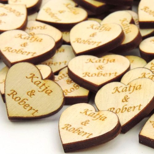 Herz Aus Holz Name Braut Brautigam Streuteil Hochzeit Tischdeko 4 Cm 50 Stuck Kaufen Bei Hood De