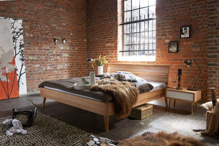 Doppelbett Bett Holzbett Bettgestell Massivholzbett Eiche Buche versch