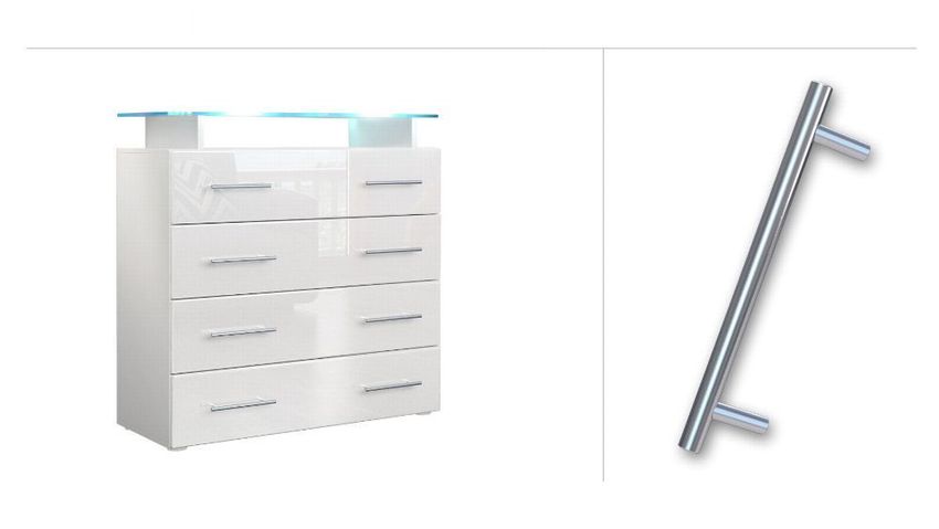 Hochglanz /& Naturtöne Kommode Schrank Anrichte Sideboard Pavos in Weiß
