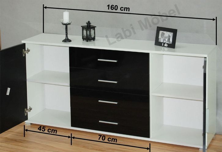 Kommode Sideboard Anrichte Schrank Cosmo in Hochglanz oder ...