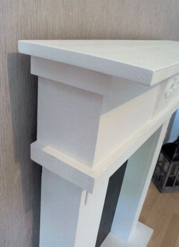 Dekokamin weiß " Antik " , Kaminkonsole, Kaminumrandung, Kaminkonsole