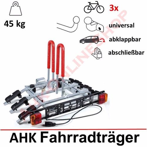 Fahrradträger Anhängerkupplung für 3 Fahrräder Heckträger