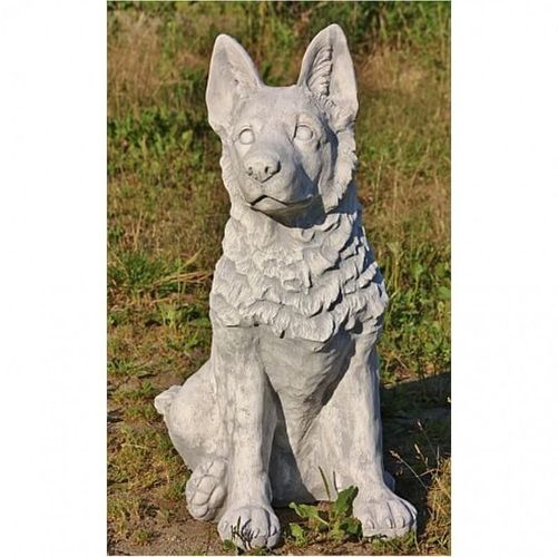 Steinfigur Hund Schäferhund sehr aufmerksam Höhe ca. 63 cm kaufen bei