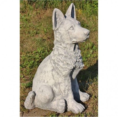 Steinfigur Hund Schäferhund sehr aufmerksam Höhe ca. 63 cm kaufen bei