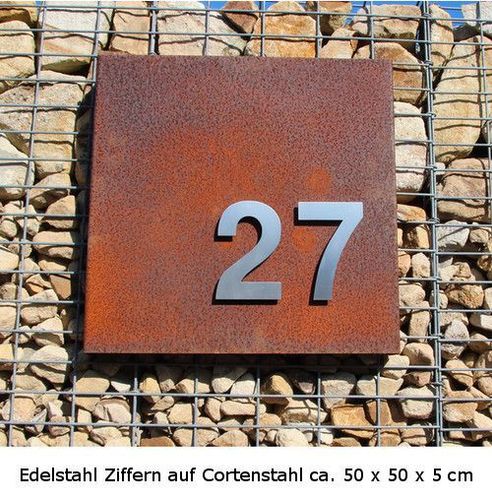Hausnummernschilder Cortenstahl Edelstahl Hausnummern Z B Fur