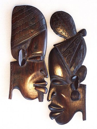 2 Altere Afrikanische Holz Relief Wand Kopfe Kaufen Bei Hood De