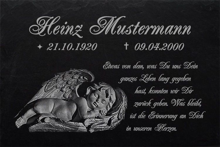 Personalisierte Schiefer Gedenktafel - Handgefertigte Grabtafel Mit Gravur Aus Naturschiefer 16x22 Cm