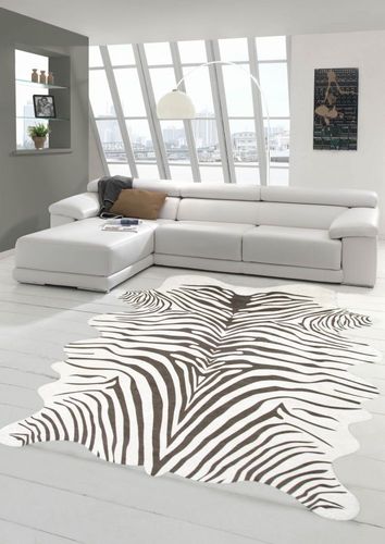 Zebra Teppich Fellimitat Zebrafell Teppich Kunstfell Kuhfell Optik