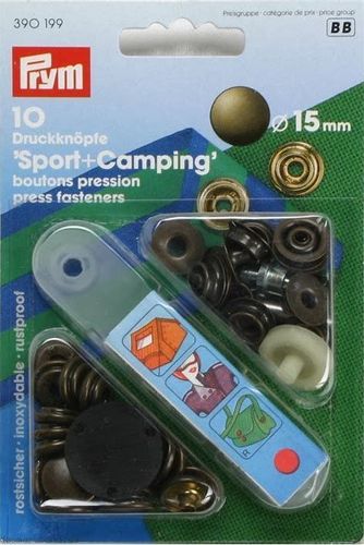 Farbe: Brüniert 15mm Camping/" nähfrei Druckknöpfe /"Sport 10 Stück