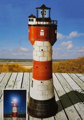 SOLAR Leuchtturm 78cm mit LED "Roter Sand" Höhe mit Licht dreht sich