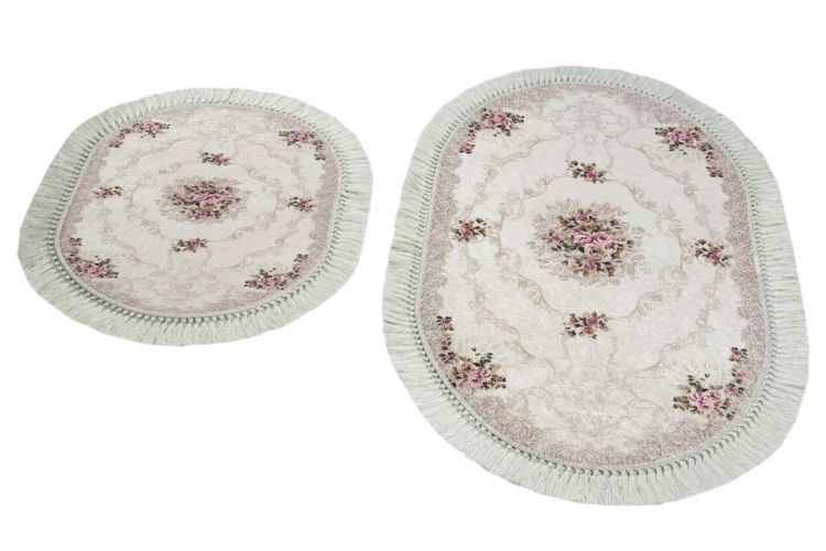 Badematte Wc Teppich Set 2 Teilig Mit Blumen In Beige Kaufen Bei
