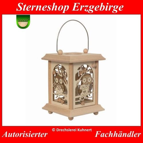 Erzgebirgische Tischlaterne Eule Kuhnert Holzkunst Made in Germany 27033
