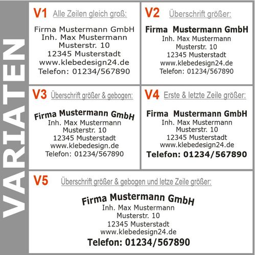 Zeilen Aufkleber Beschriftung 50-120cm Werbung Sticker Werbebeschriftung KfZ 6