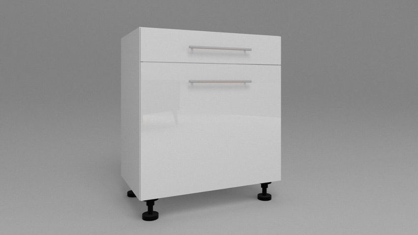Küchen Unterschrank 1 Tür 1 Schublade Weiß Hochglanz Weiß Matt 30