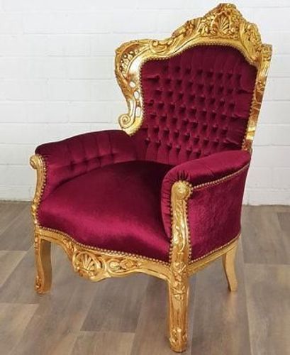 Big Size Barock Sessel Gold Rot Neu Grosser Thron Sessel Baroque Chair Red Velvet Kaufen Bei Hood De