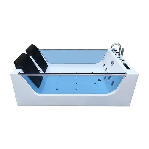 Xxl Luxus Whirlpool Badewanne Mit 22 Massage Dusen Led Heizung Glas Spa Fur Bad Kaufen Bei Hood De