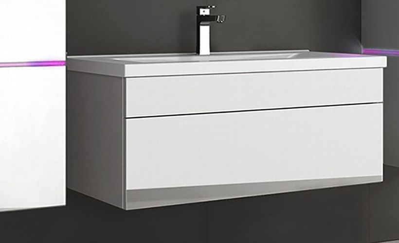 5 teiliges XXL Badmöbel Set Waschplatz inkl. LED Beleuchtung hochglanz