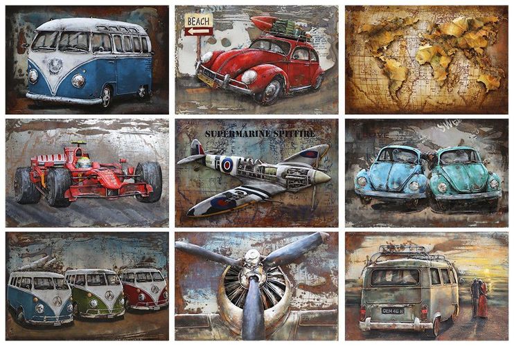 Handgefertigtes Metallbild Surf ca.120x80cm Bild 3D-Optik Wandbild