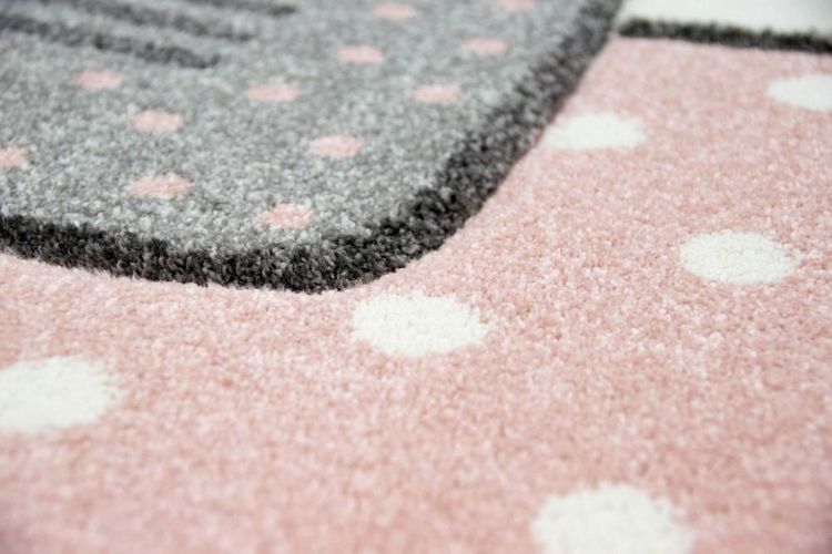 Kinderteppich Hüpfspiel Teppich Hüpfkästchen in Grau Rosa Creme