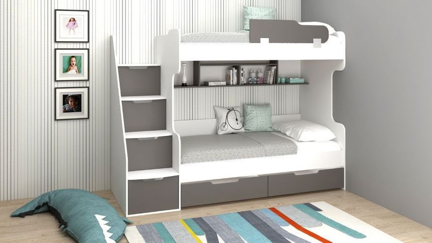 Etagenbett mit Treppe Happy Graphit kaufen bei Hood.de